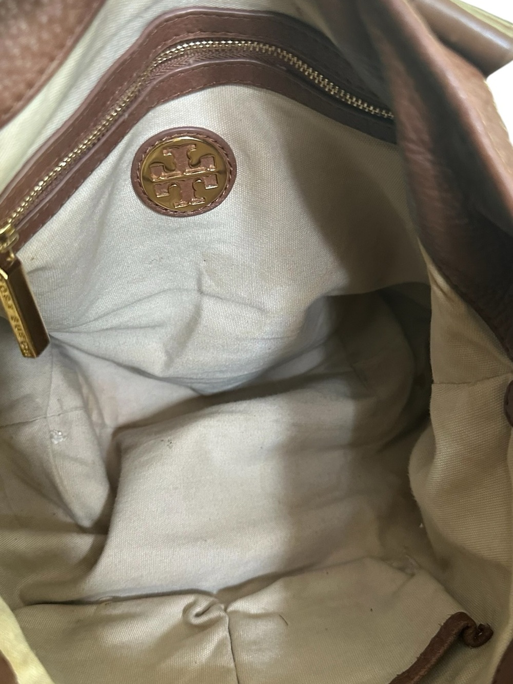 Tory Burch Amanda Brown Pebbled Leather Shoulder Tote Crossbody Bag - Picture 11 of 15